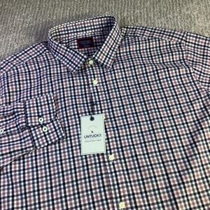 UNTUCKit Cascina Shirt XXXL Mens Navy Red Plaid Long Sleeve Button Down‎ New